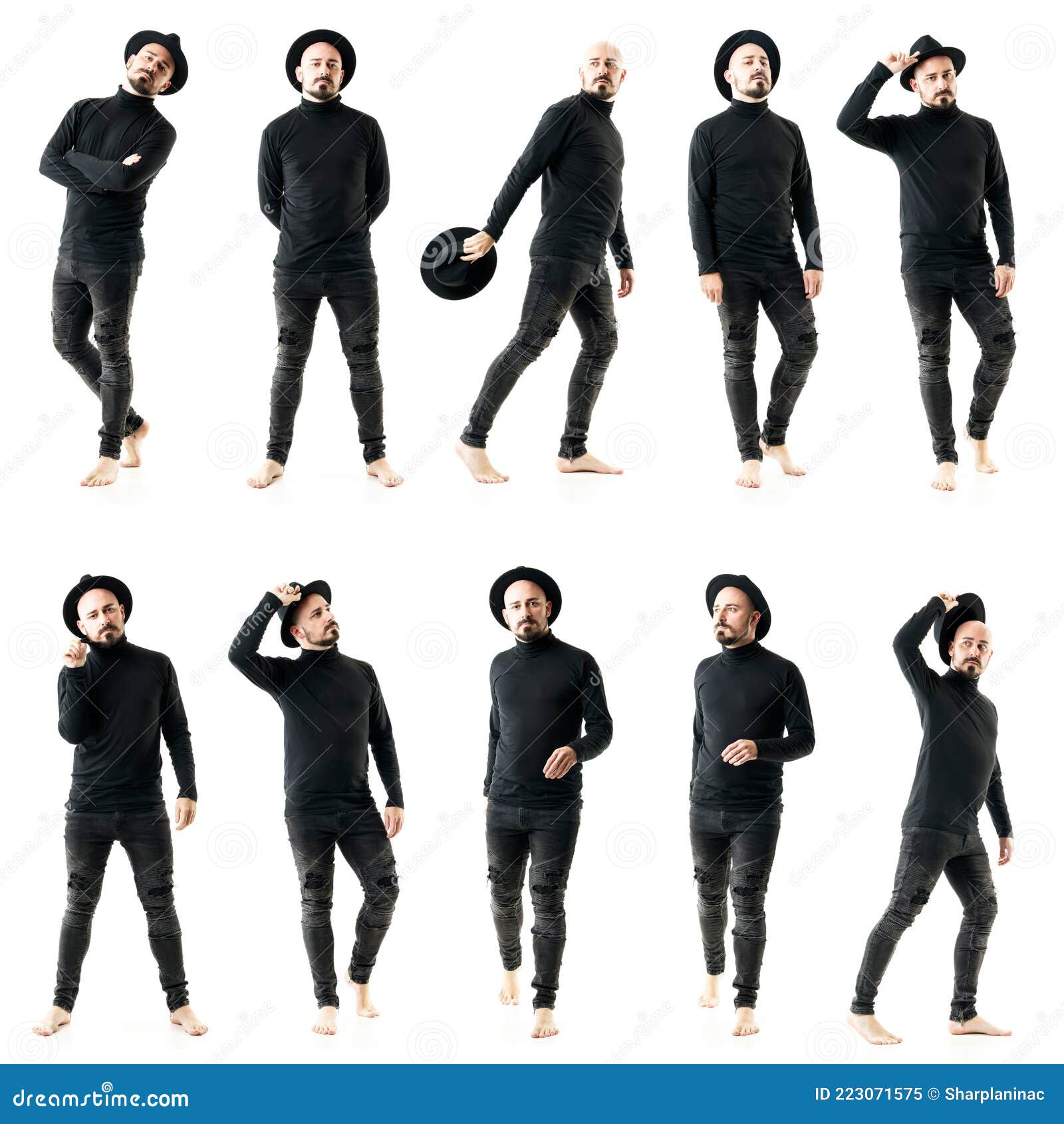 Collage of Unique Authentic Barefoot Male Artist Performer Wearing ...