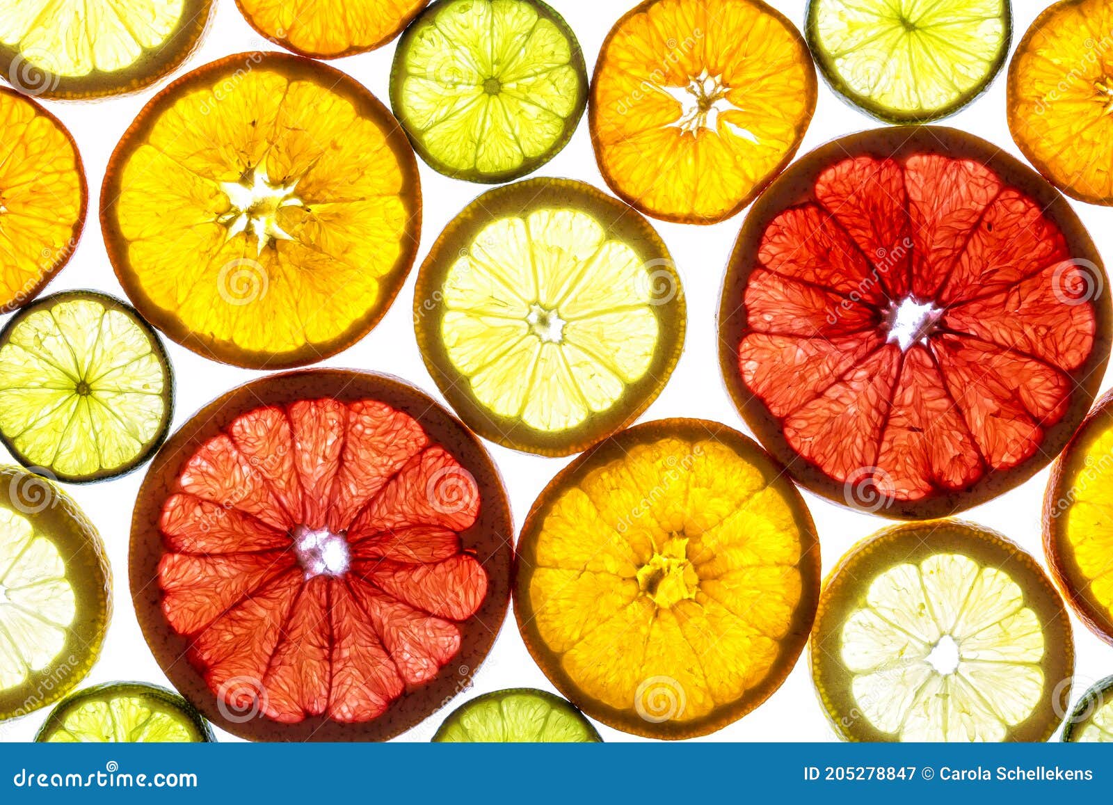 collage of various fruit slices  on a white background