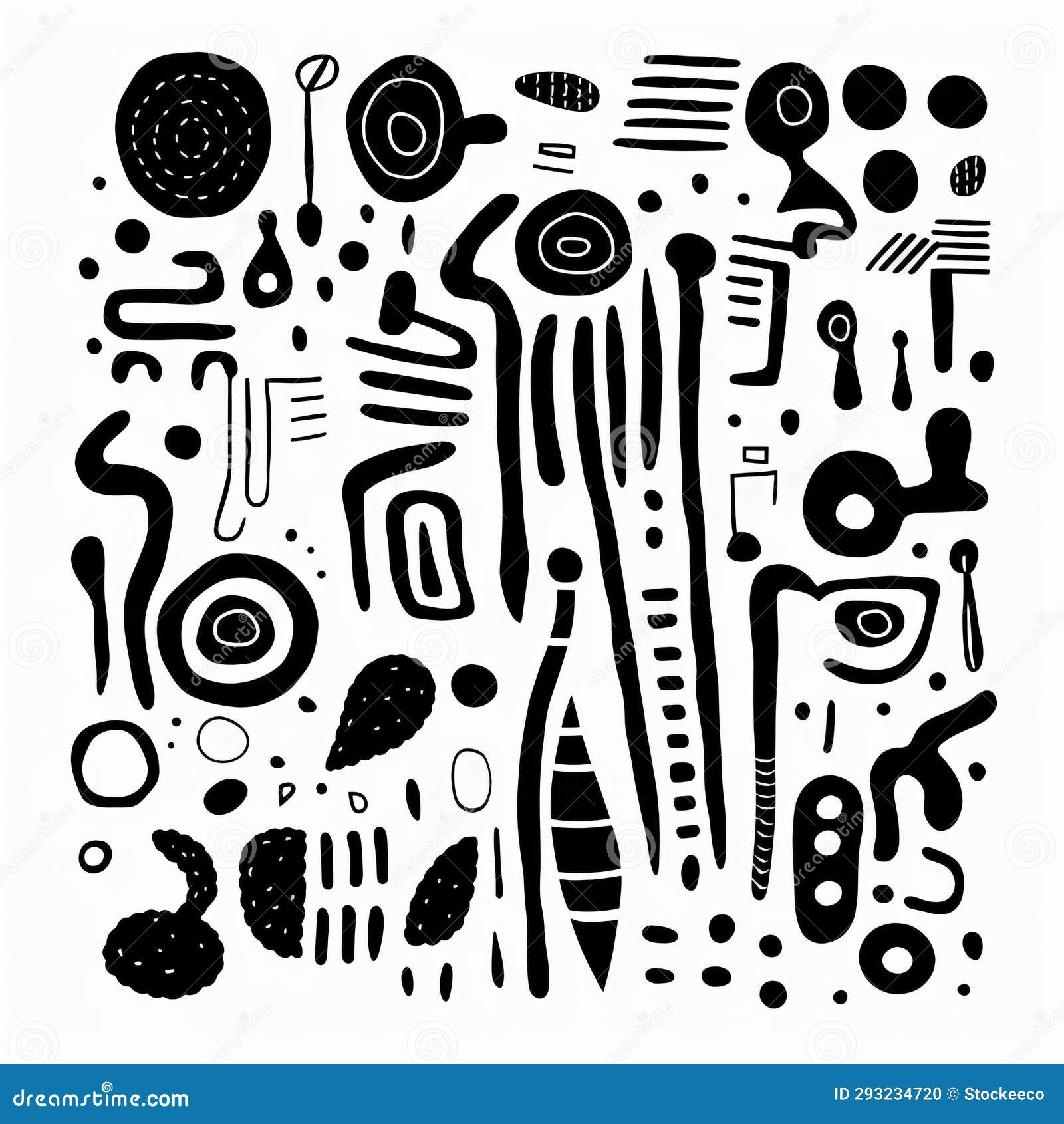energetic mark making: black and white doodle poster with organic s