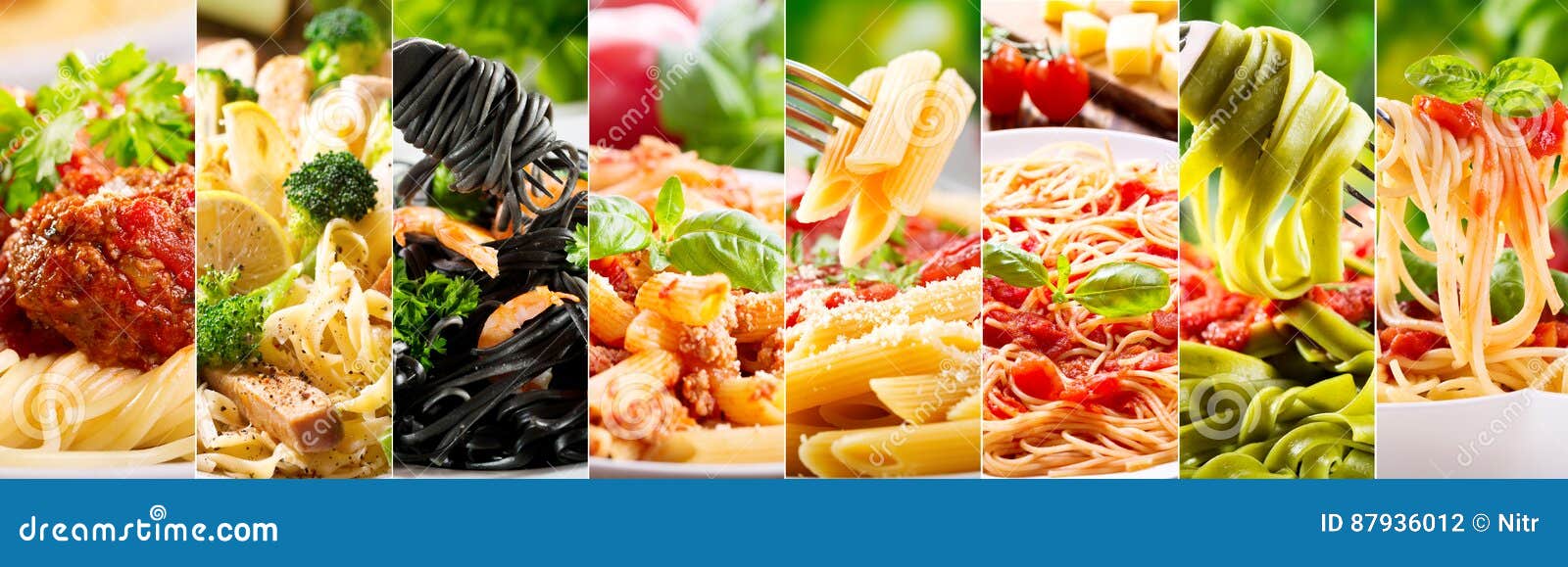 collage of various pasta