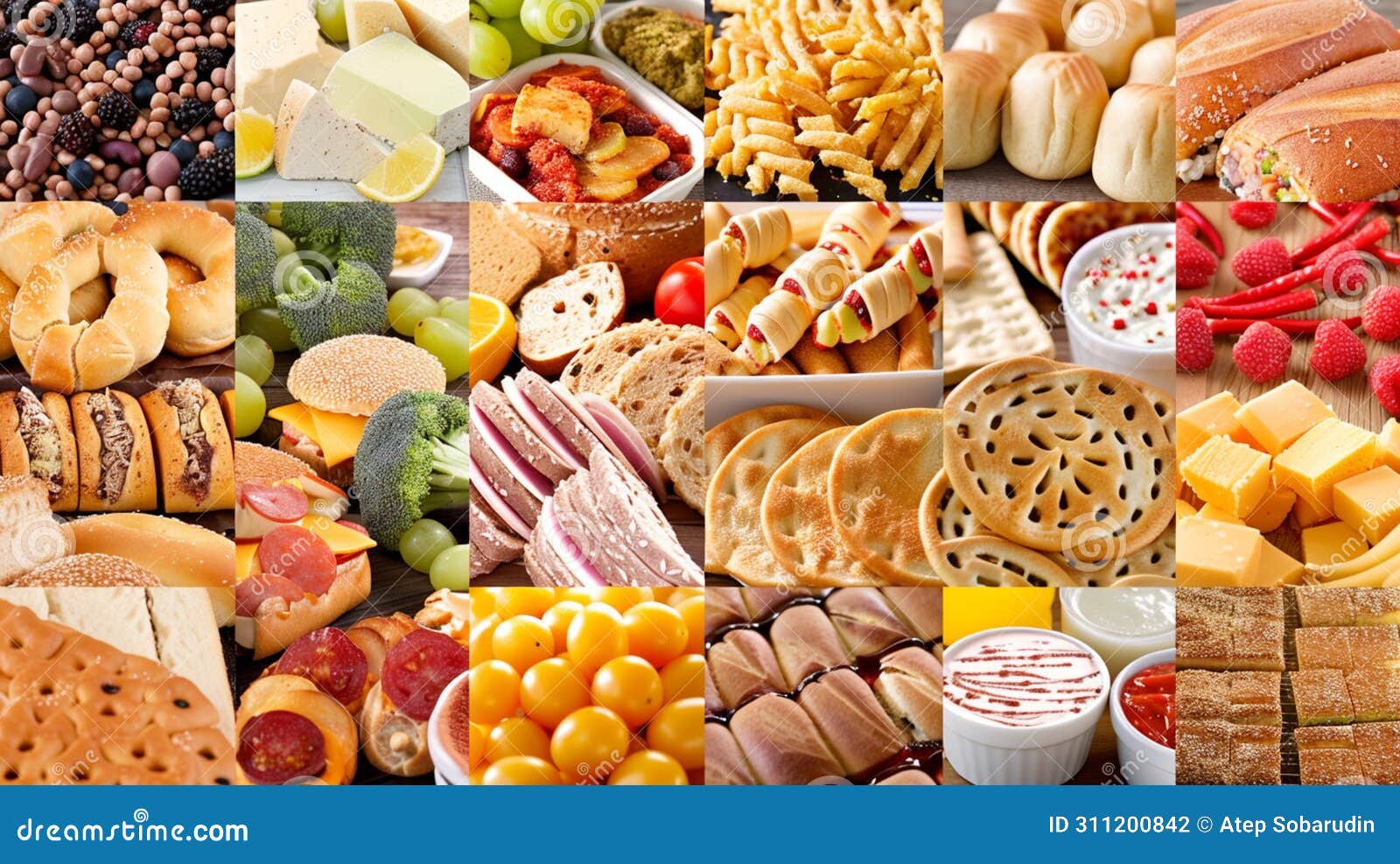 Collage of Various Typical Americans Food Products Generative Ai Stock