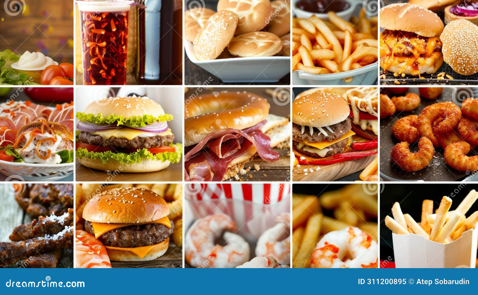 Collage of Various Typical Americans Food Products Generative Ai Stock