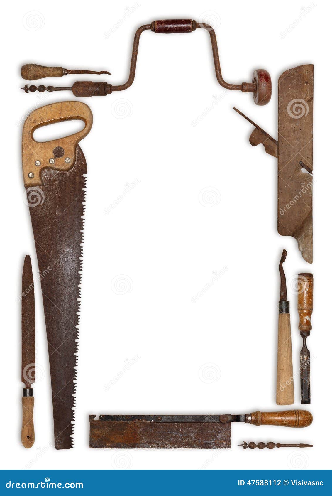 Collage Work Wood Tools Carpenter Forming a Frame Stock Photo Image