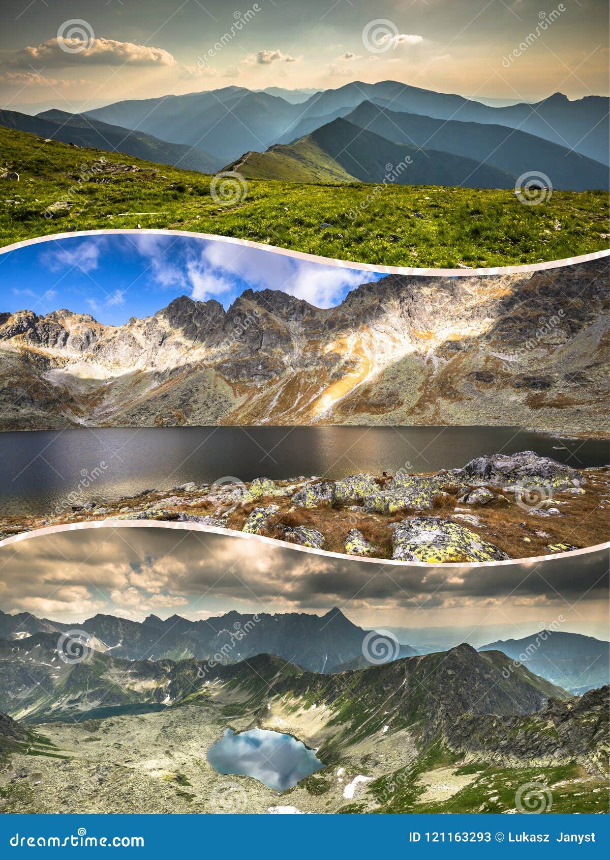 collage of zakopane mountains national park in polonia