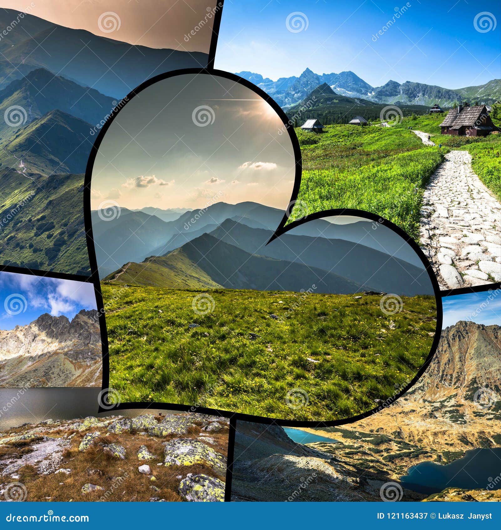 collage of zakopane mountains national park in polonia