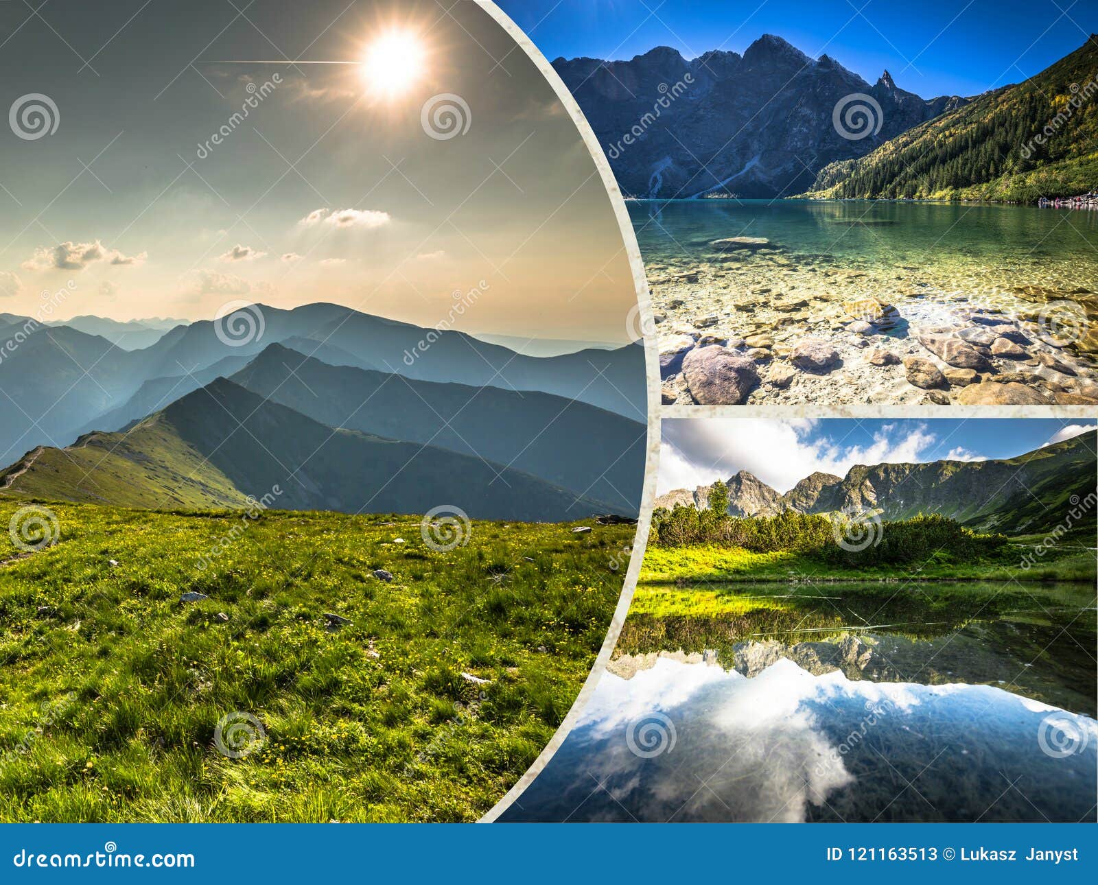 collage of zakopane mountains national park in polonia