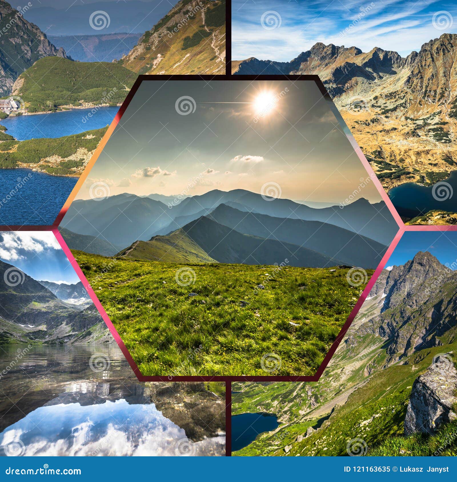 collage of zakopane mountains national park in polonia