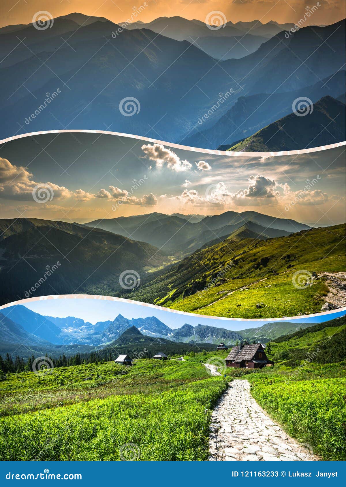 collage of zakopane mountains national park in polonia