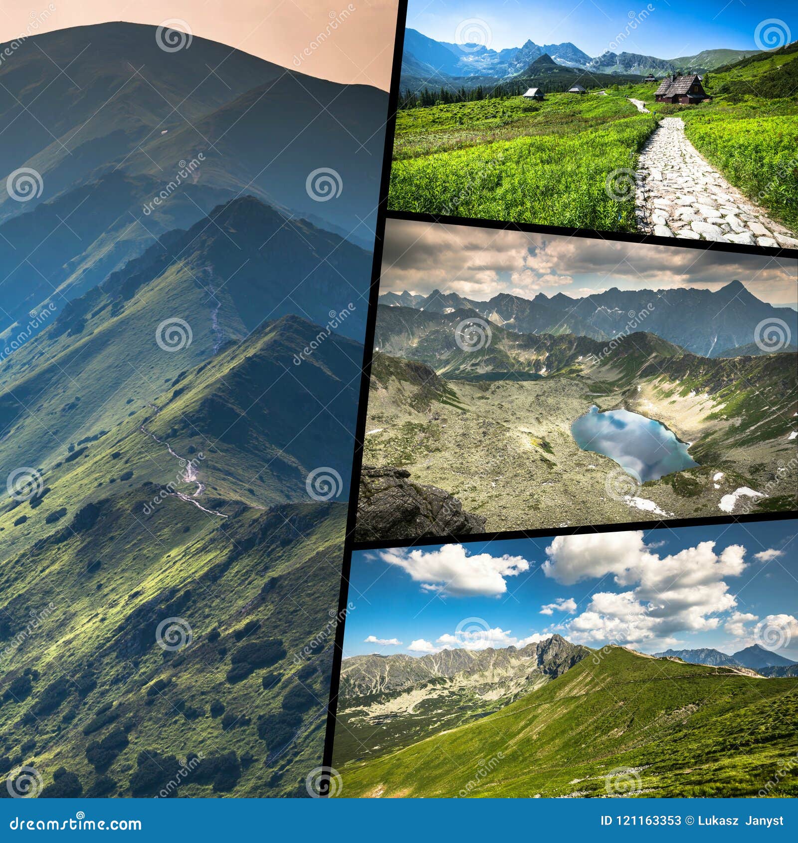 collage of zakopane mountains national park in polonia