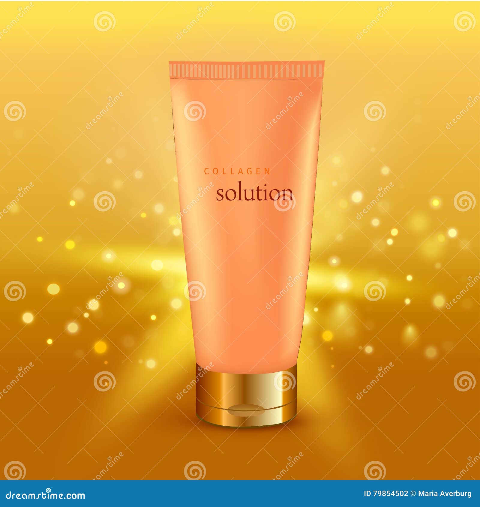 Collagen Solution Intensive Cream Tube Gold Background Advertisement Poster For Pharmaceutical And Cosmetics Products Illustration Megapixl