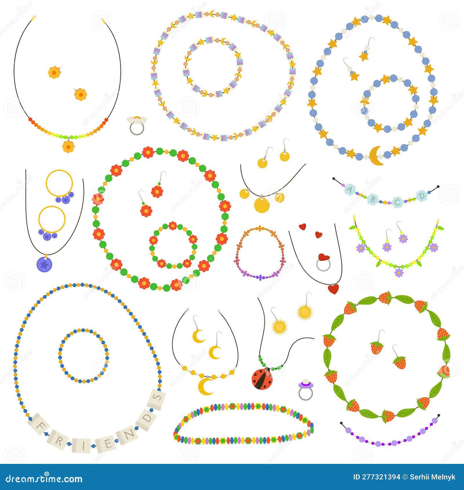 Collana per bambini illustrazione vettoriale. Illustrazione di handmade -  277321394