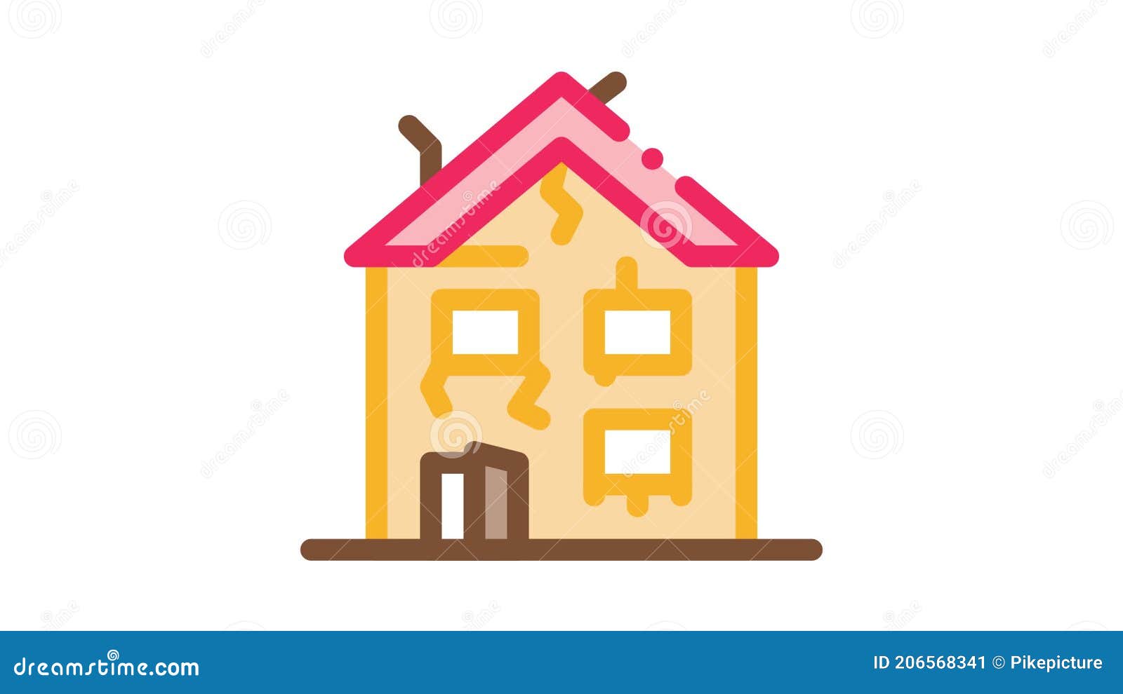 Collapse of Old House Icon Animation Stock Video - Video of exclamation,  closed: 206568341