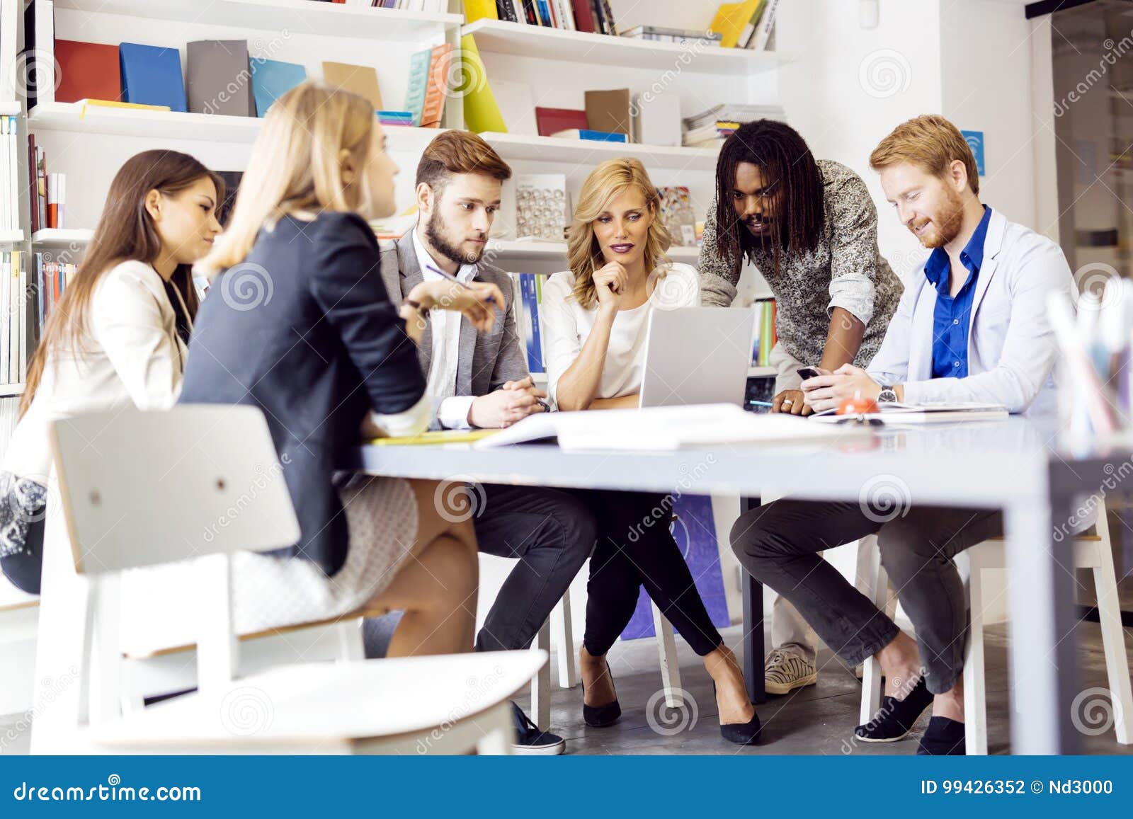 Colleagues Brainstorming in Office Stock Photo - Image of desk, office:  99426352