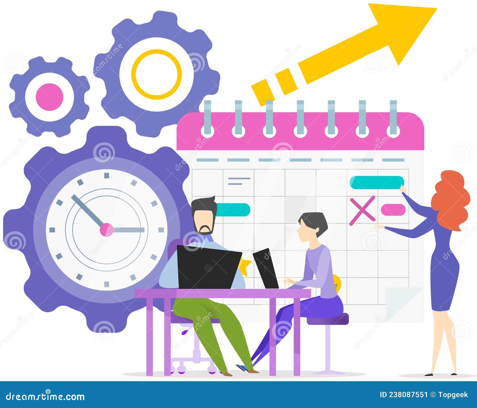 Colleagues Creating Calendar with Planned Activities, Timetable