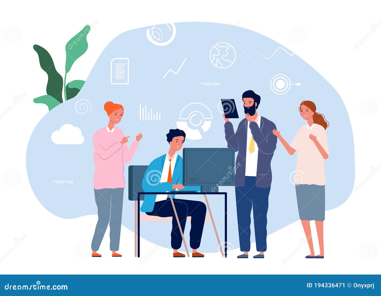 Colleagues Help Work. Mutual Assistance, Teamwork Stock Vector