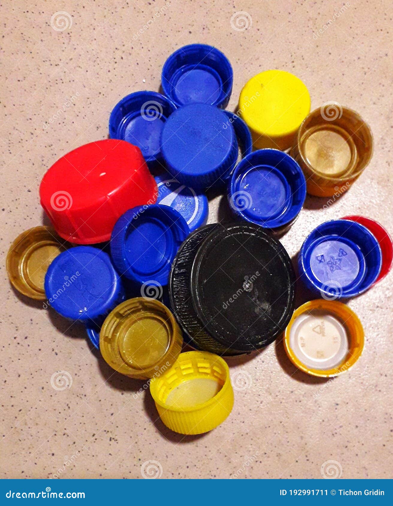 Collected in a Bunch of Colored Plastic Covers. Stock Image Image of