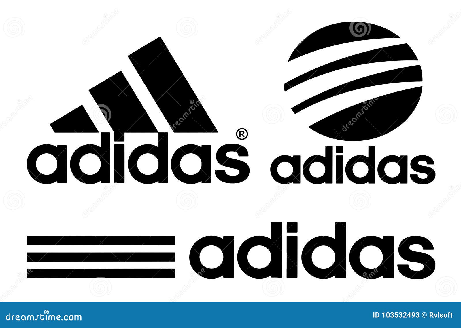 tengo sueño pedal Solo haz Collection of Adidas logos editorial stock photo. Illustration of famous -  103532493