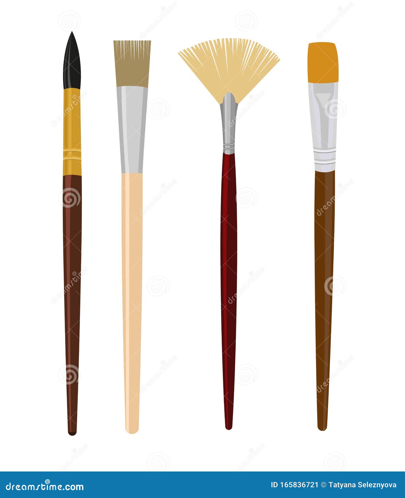 Collection of Art Brushes in a Flat Style. Vecto. Clipart Stock ...