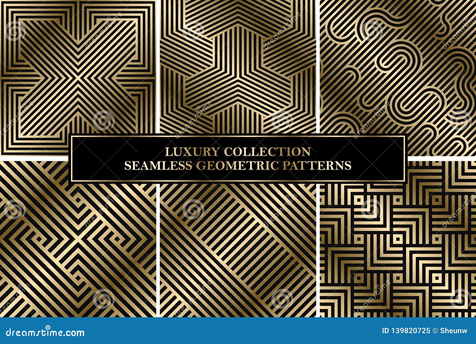 collection of art deco  geometric striped patterns - seamless luxury gold gradient . rich backgrounds.
