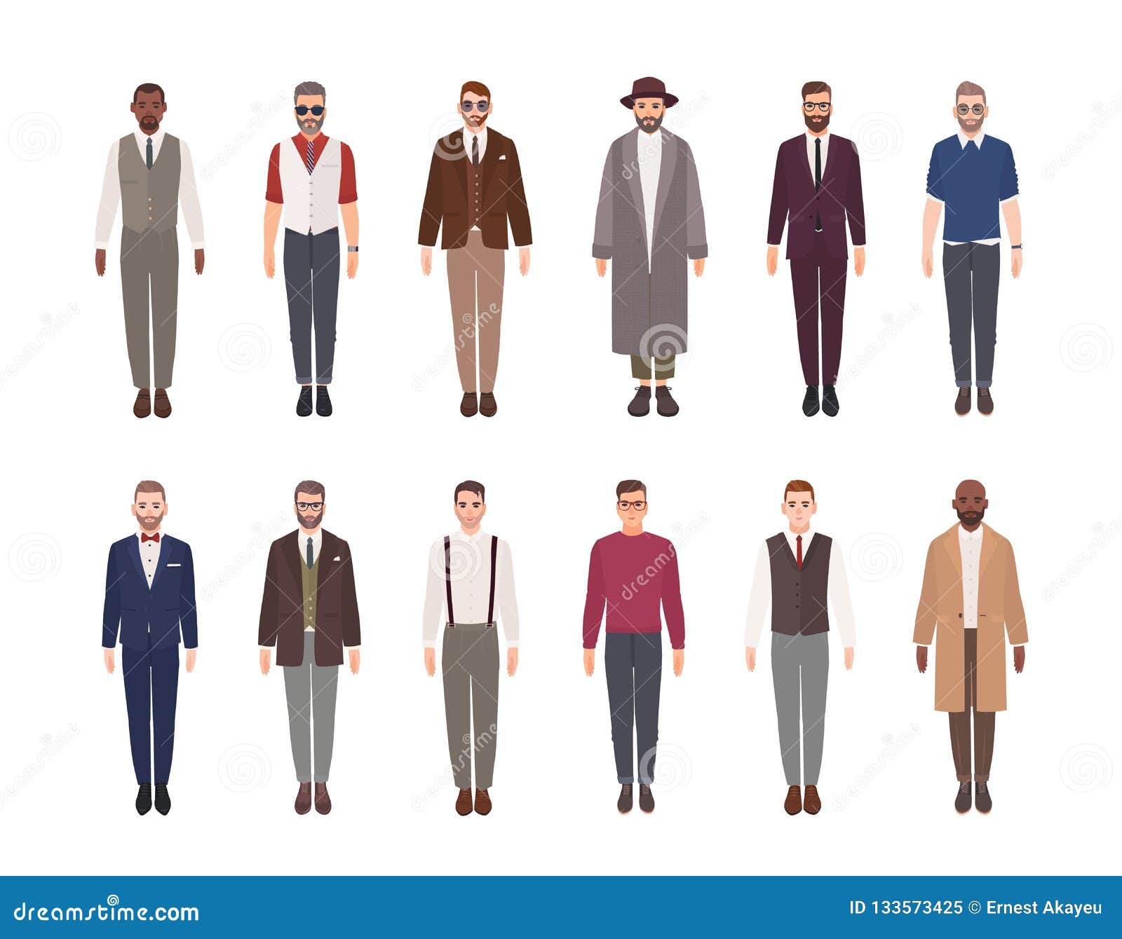 Collection of Attractive Men Wearing Elegant Clothes. Bundle of Male  Cartoon Characters Dressed in Stylish Suits Stock Vector - Illustration of  attractive, beard: 133573425