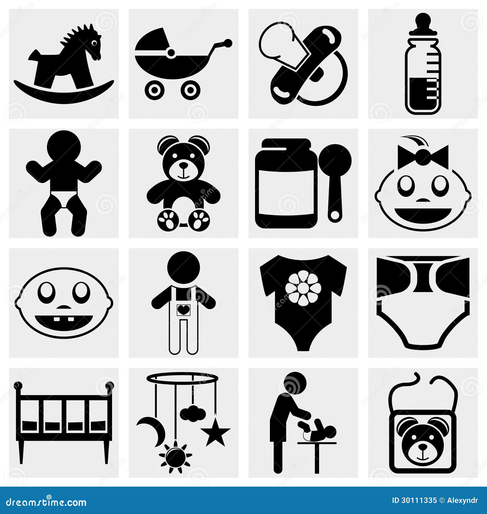Baby And Newborn Vector Icon Set Stock Vector Illustration Of Isolated Funny