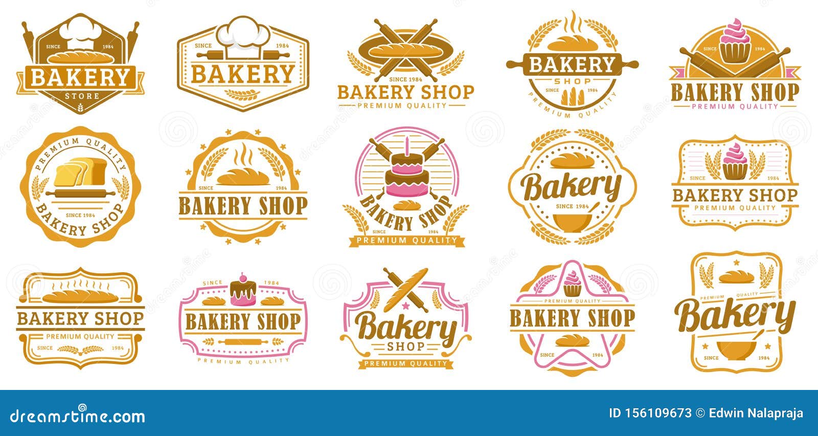 a collection of bakery logo template, bakery shop emblem set, vintage retro style logo pack