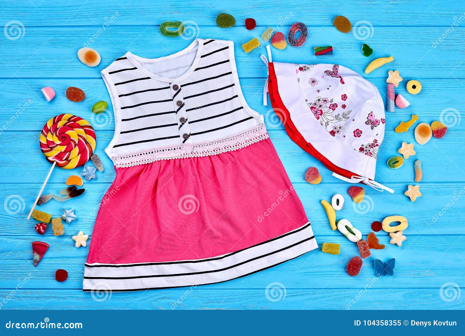 Collection of Beautiful Clothing for Baby-girl. Stock Image - Image of ...