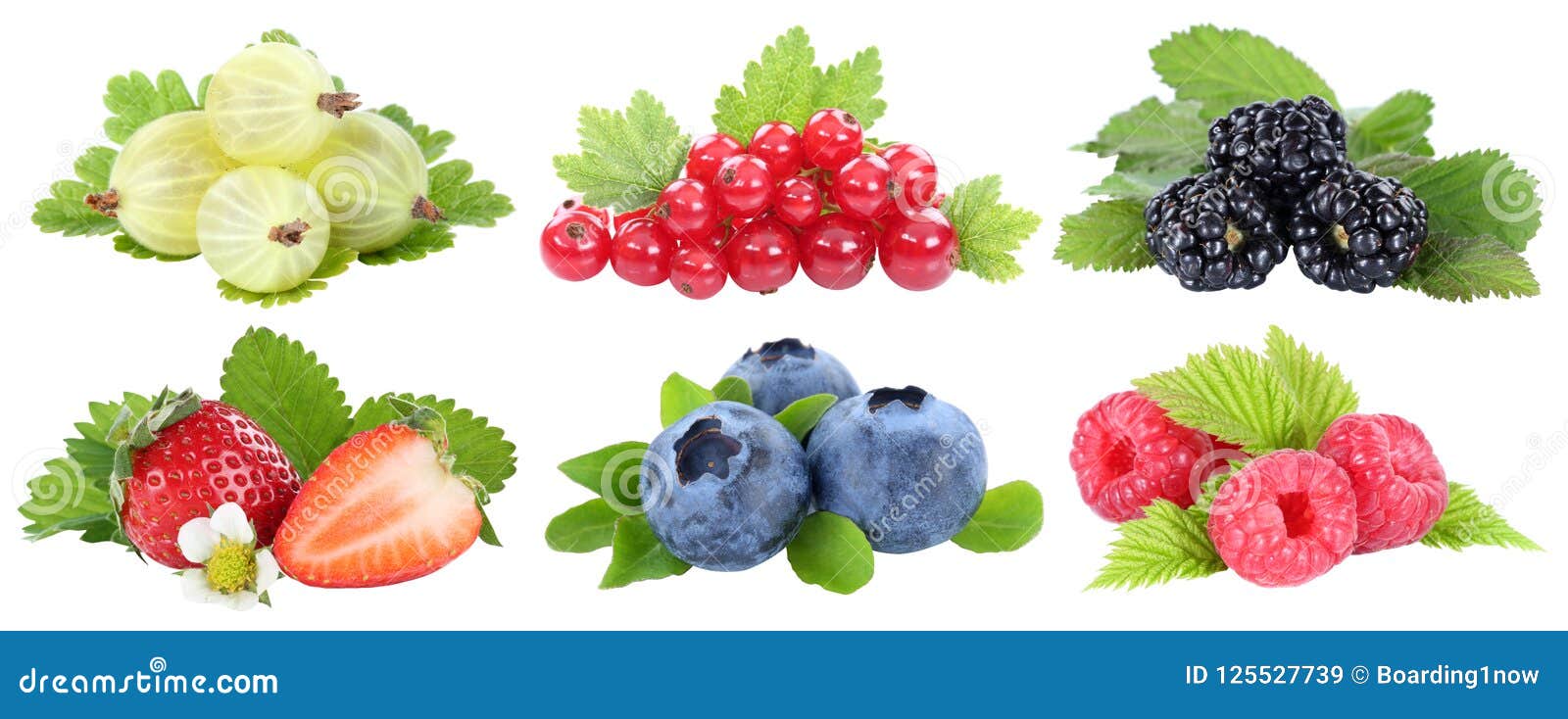 collection of berries strawberries blueberries berry fruits fruit  on white