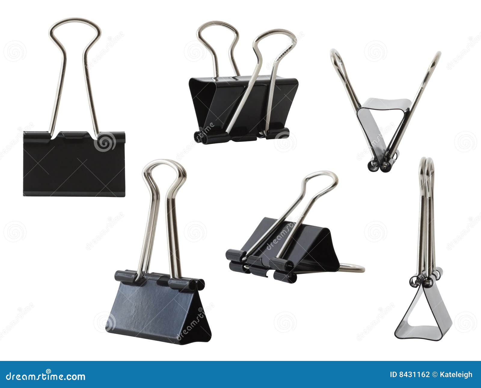 Collection of Binder Clips, Isolated Stock Photo Image of supply