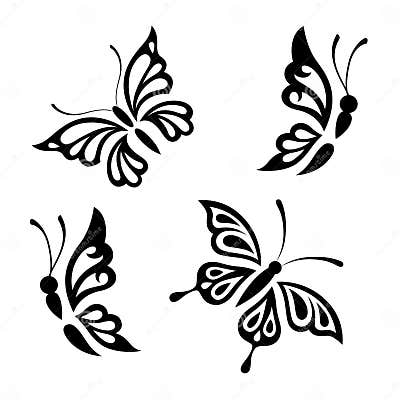 Collection Black and White Butterflies Stock Vector - Illustration of ...