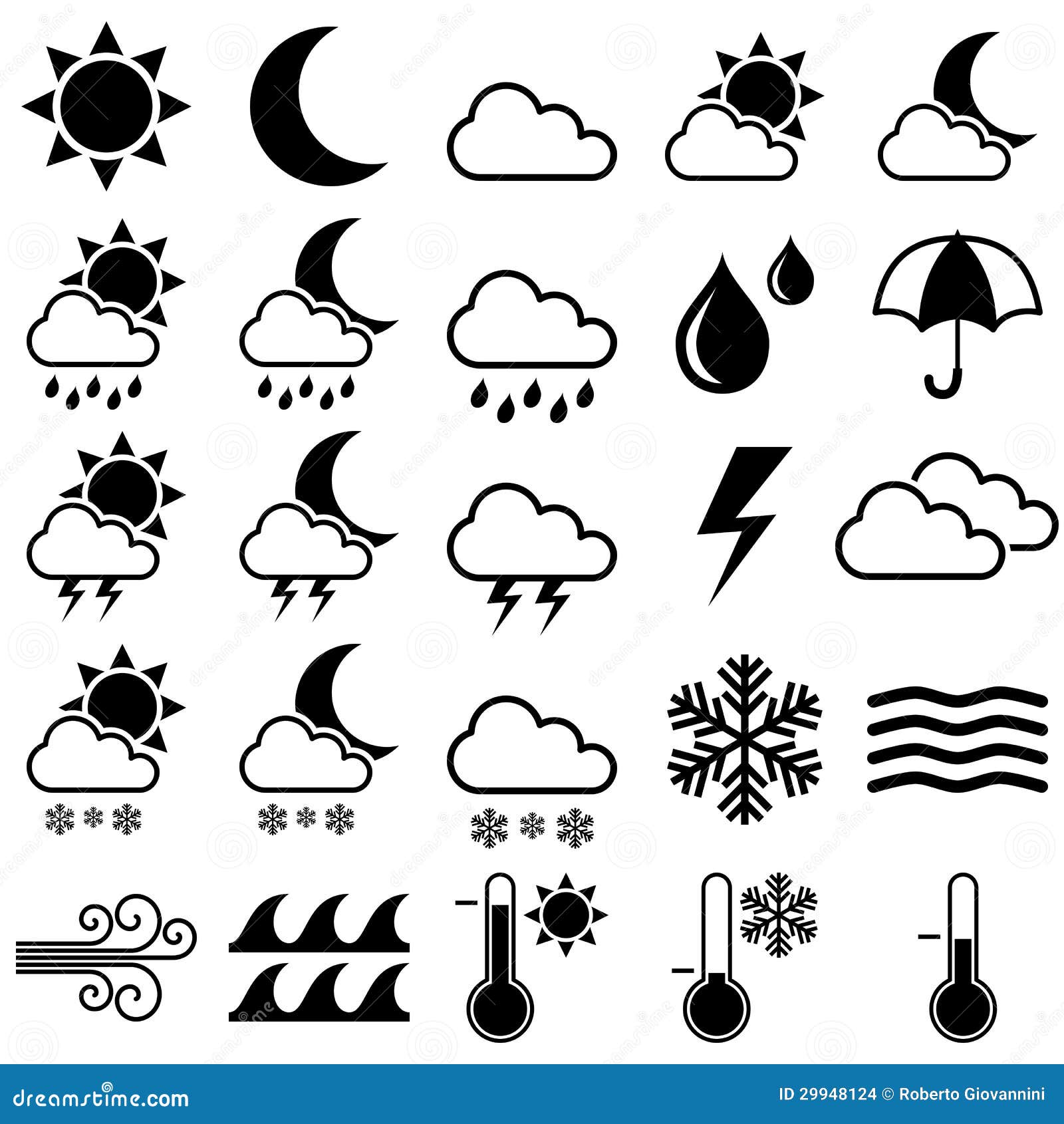weather black and white icons