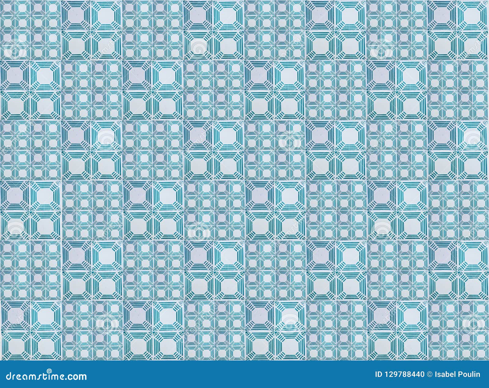 Collection Of Blue Turquoise Patterns Tiles Stock Illustration