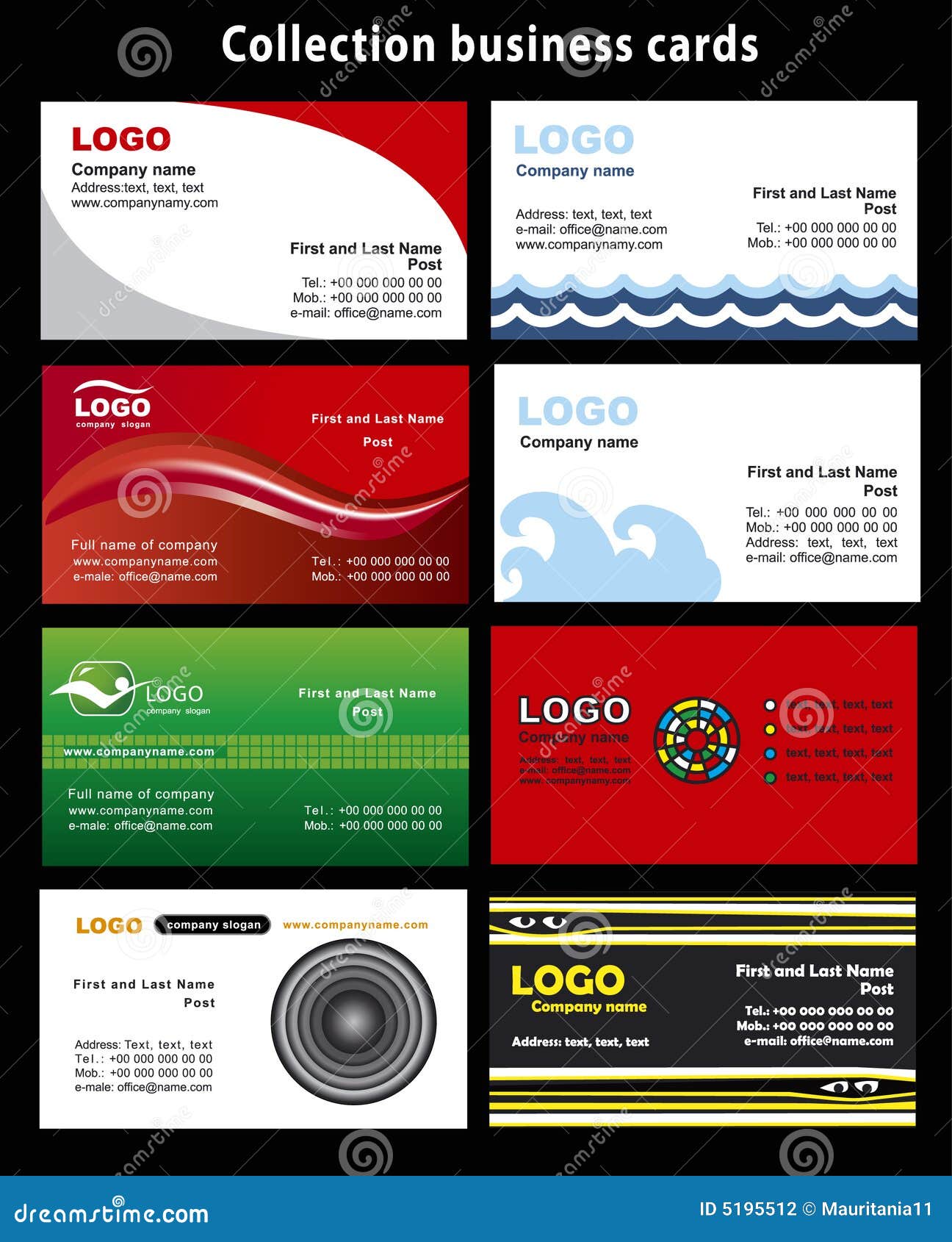 Collection business cards stock vector. Illustration of card 5195512