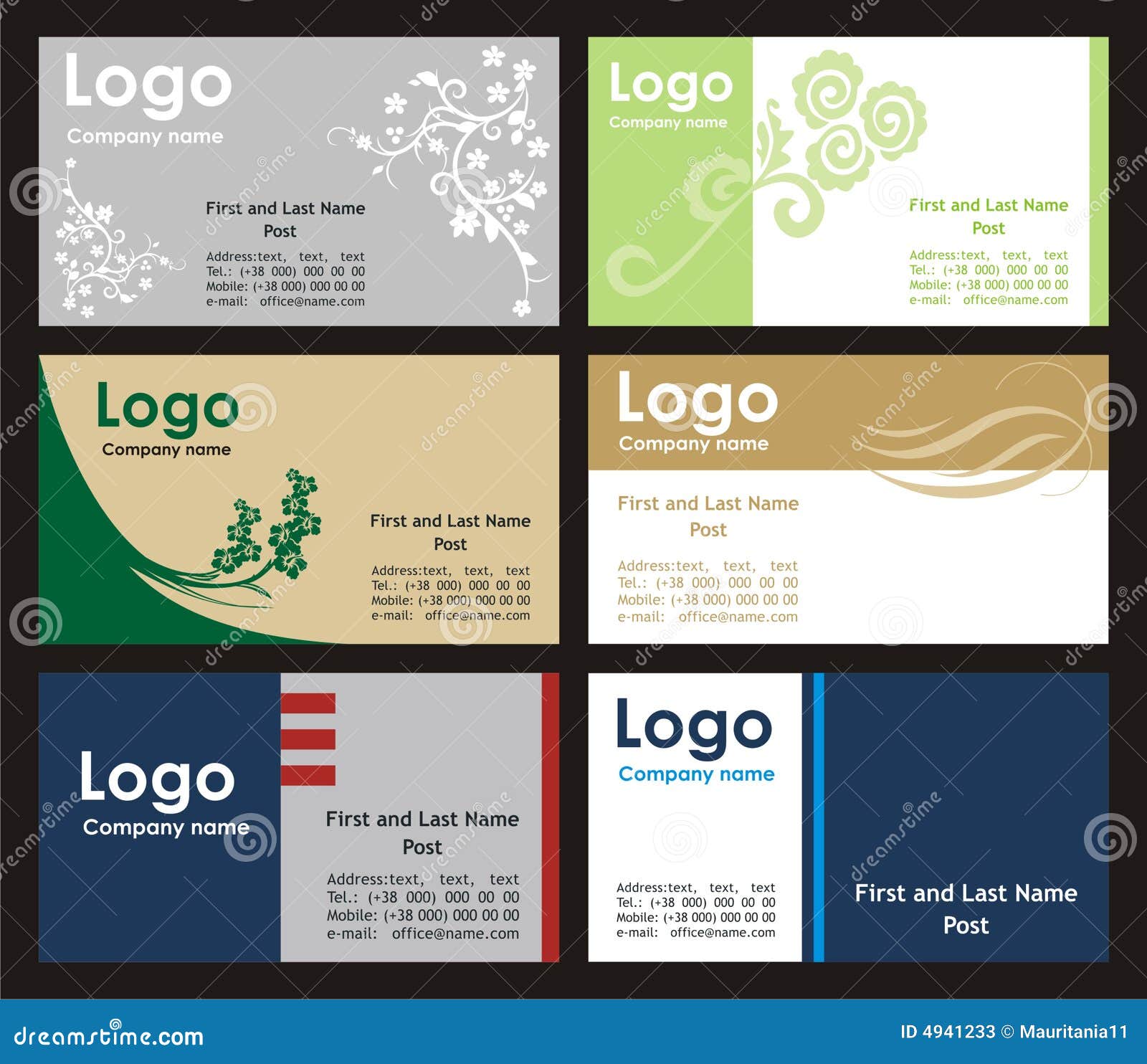 Collection Business Cards Templates Stock Vector Illustration of