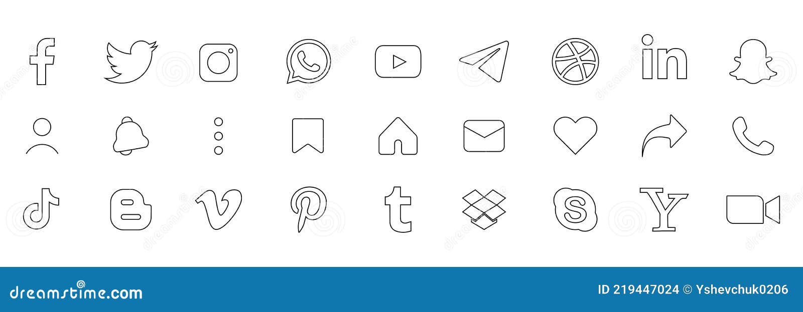 Collection of Business Symbols. Facebook, Twitter, Instagram, Linkedin