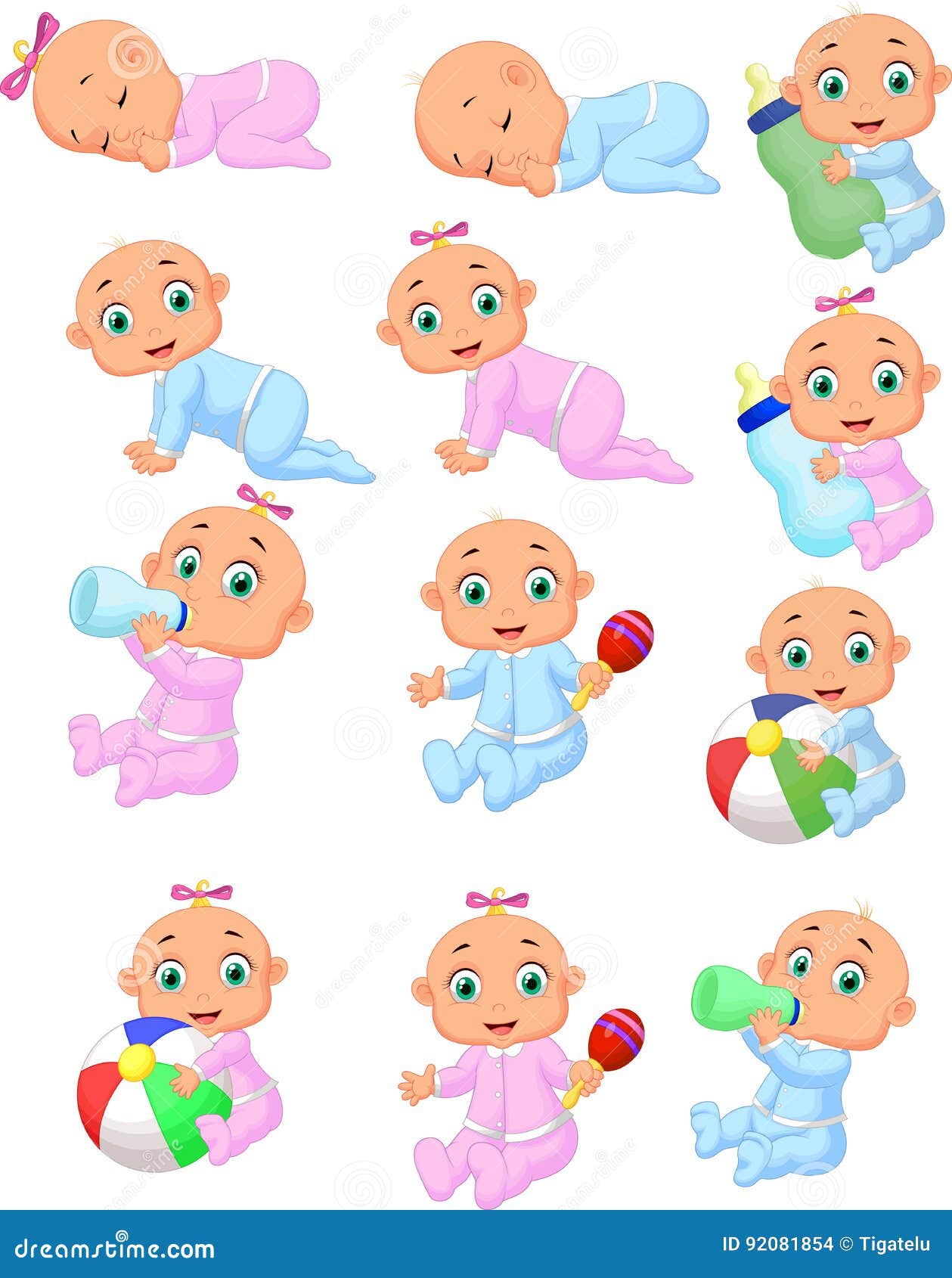Collection of cartoon baby stock vector. Illustration of milk - 92081854