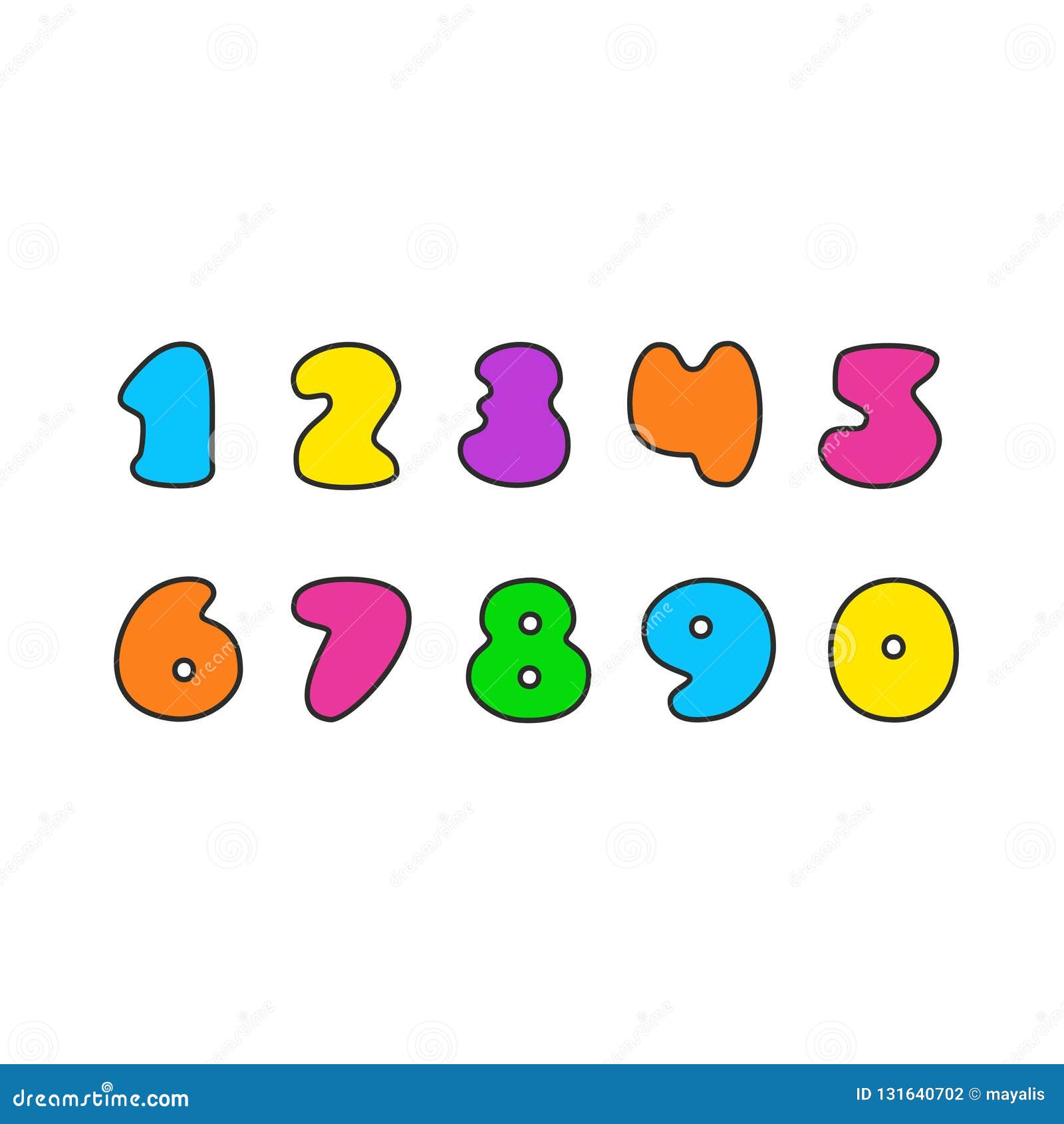 Vector Set Of Colorful Numbers Stock Vector Illustration Of Funny