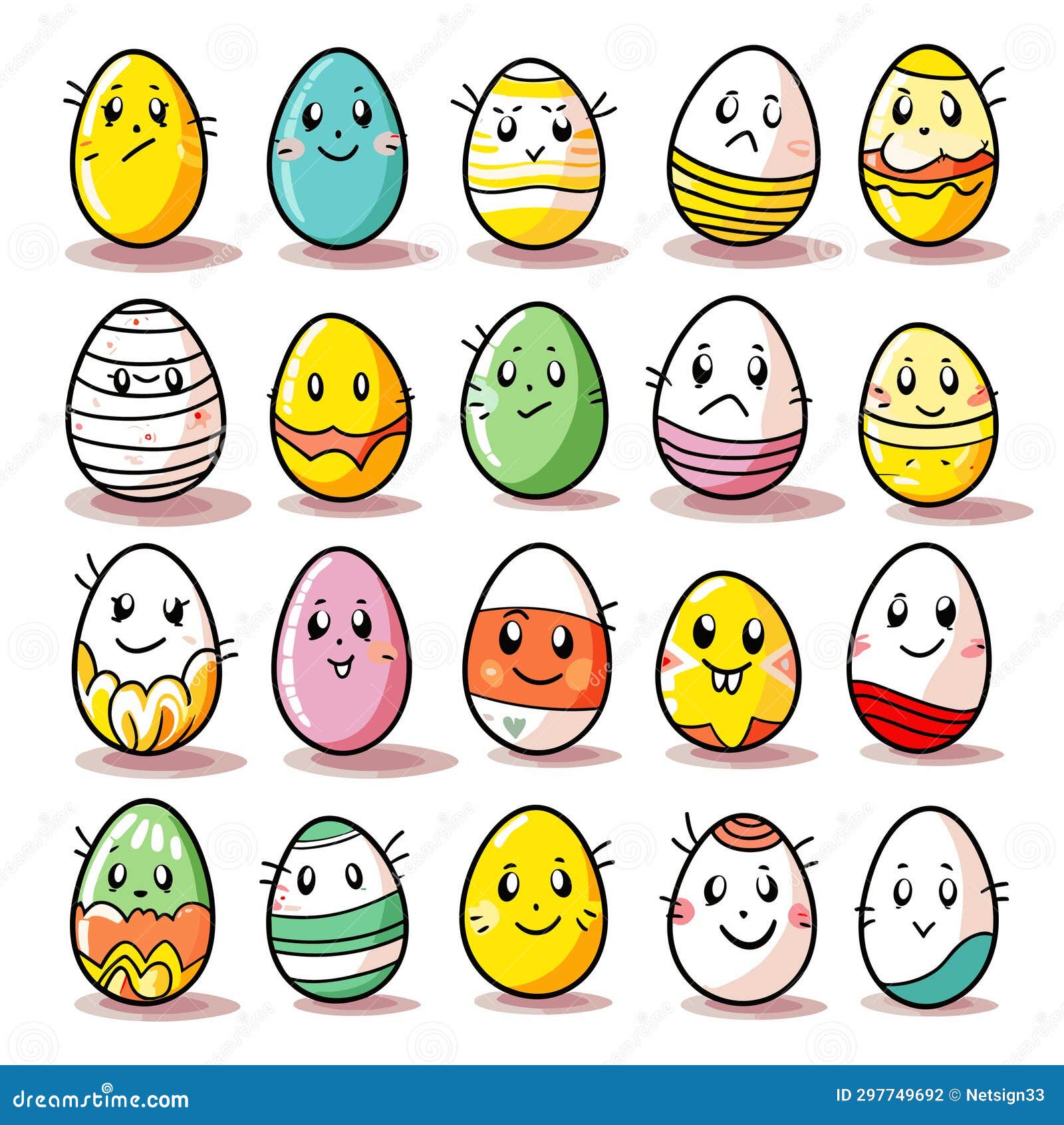 A Collection of Cartoon Eggs Vector Illustration Easter Egg Icons