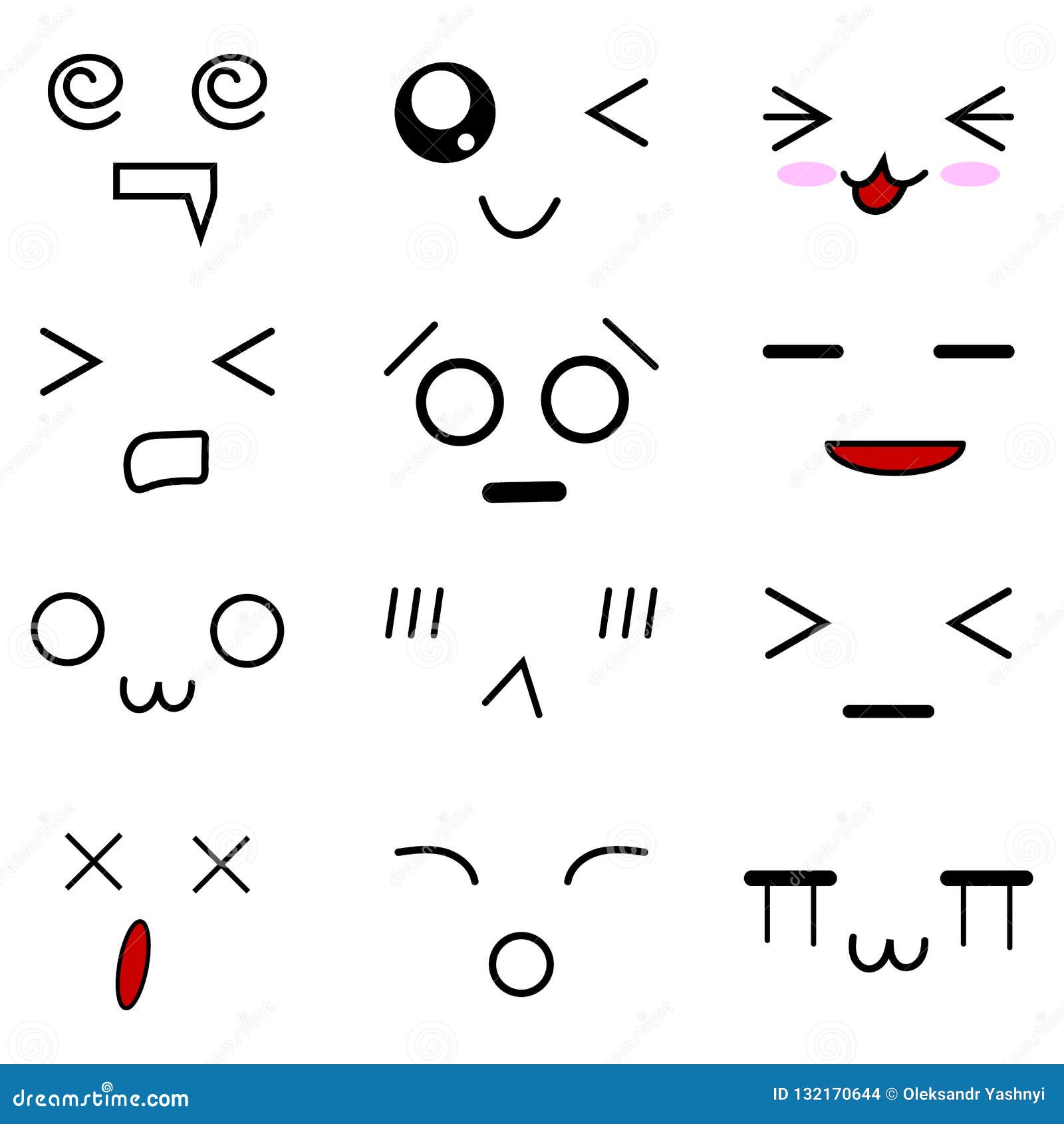 Face expressions icons Line kawaii face  Stock Illustration 67193378   PIXTA