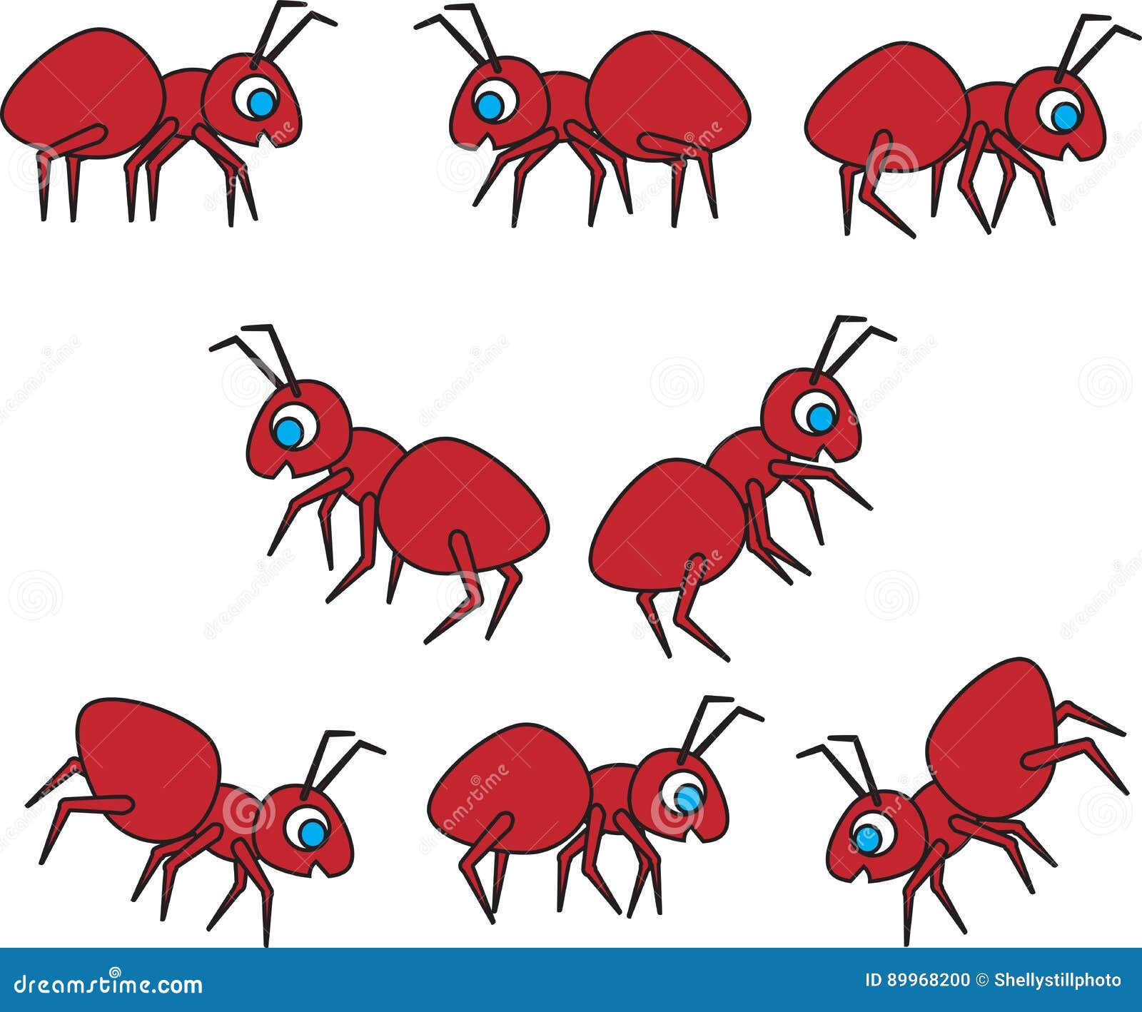 Collection of Cartoon Vector Ants Stock Vector - Illustration of nature,  isolated: 89968200