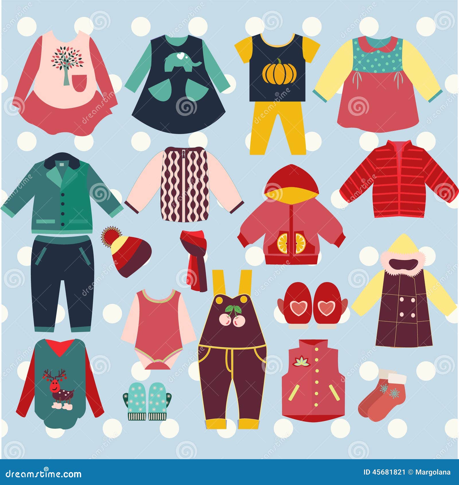 Collection Of Children's Clothing - Illustration Stock Vector - Image ...