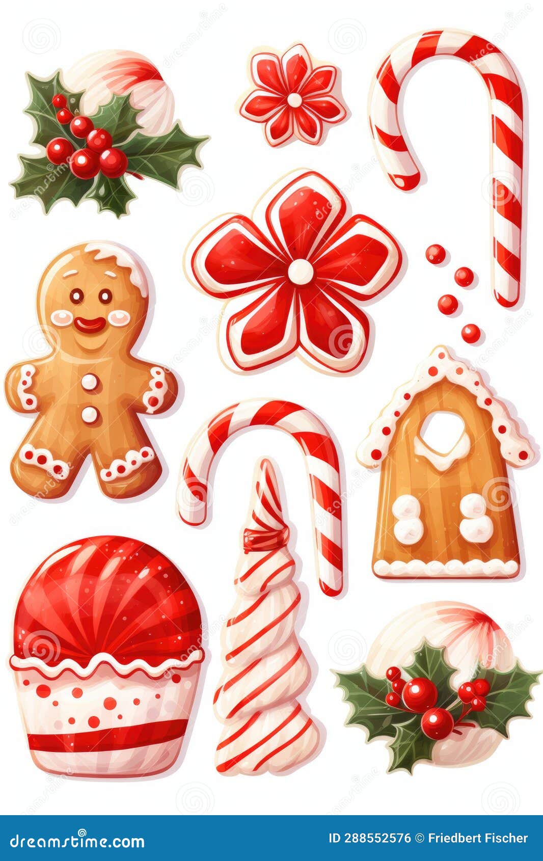 A Collection of Christmas Cookies and Candy Canes. Stock Illustration
