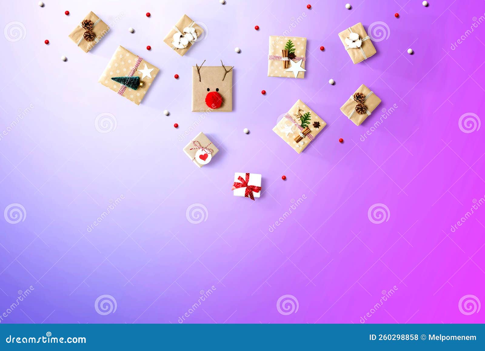 Collection of Christmas Gift Boxes Stock Photo Image of overhead
