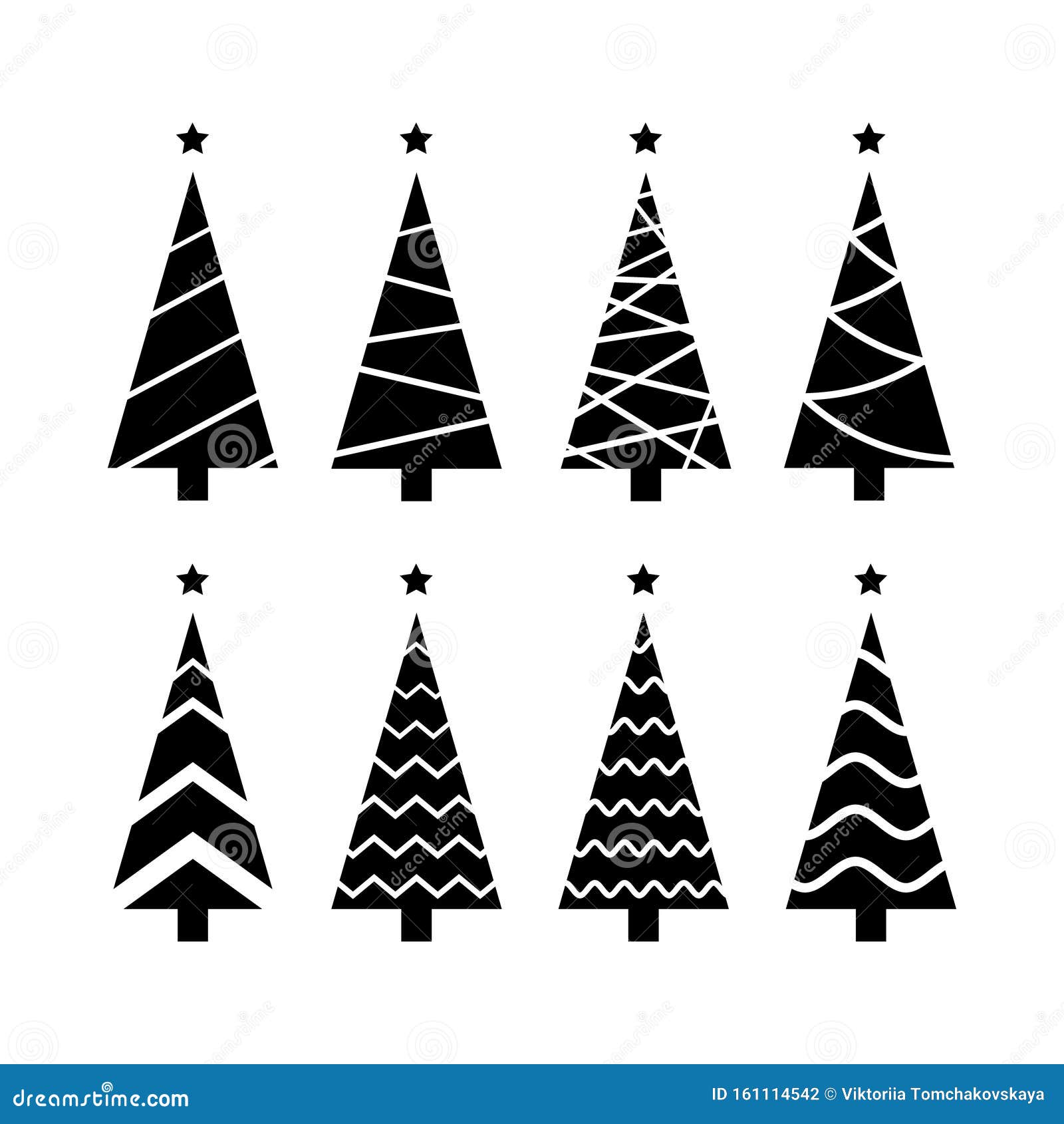 Set of Vector Tree Silhouette Isolated on White Background. Collection