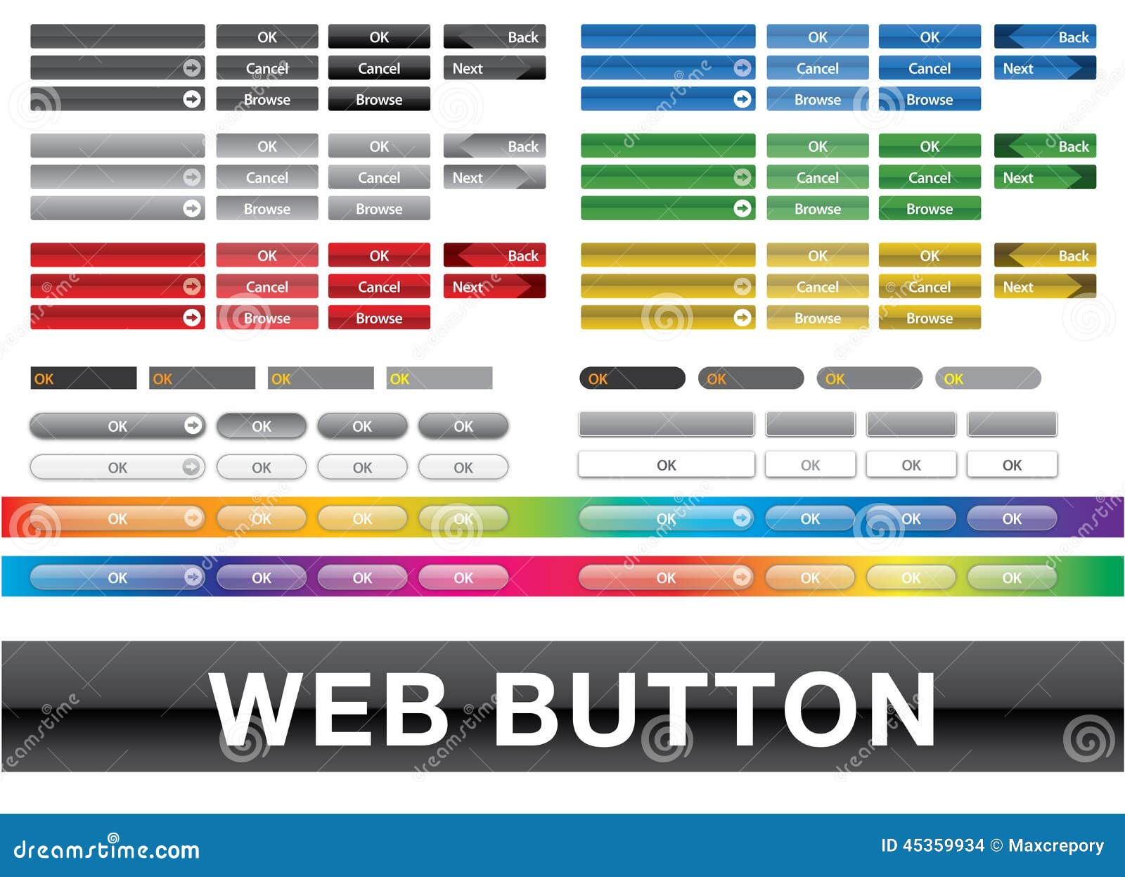 collection colored button web user interface