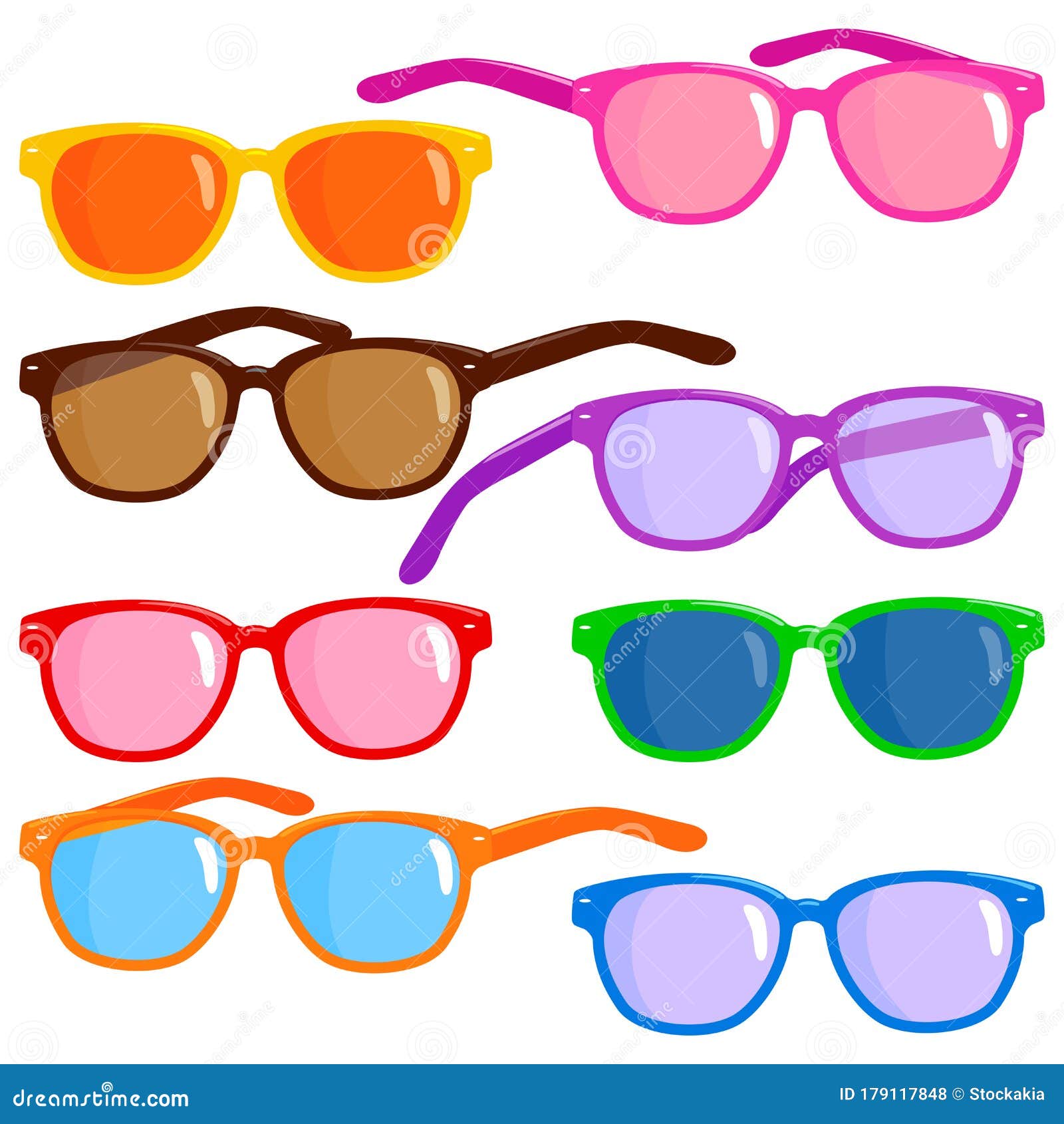 Collection of Colorful Sunglasses. Vector Illustration Stock Vector