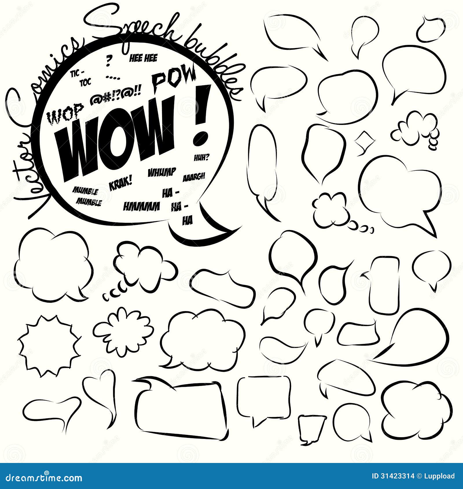 Download Collection Of Comic Style Speech Bubbles. Vector. Stock ...