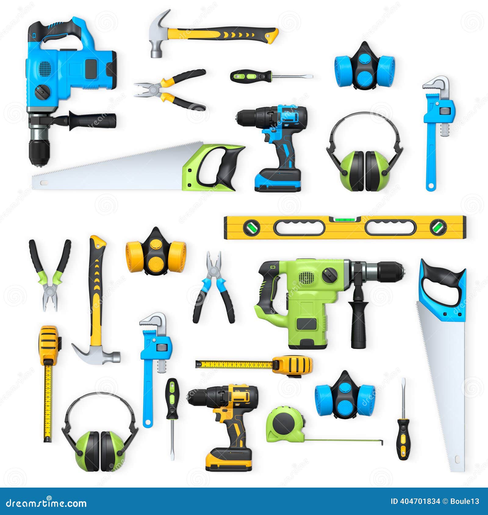 Collection of Construction Tools, Helmets, and Safety Gear on White  Background, Symbolizing Work Safety and Building Industry Stock  Illustration - Illustration of earmuffs, level: 404701834, image size:1600x1690