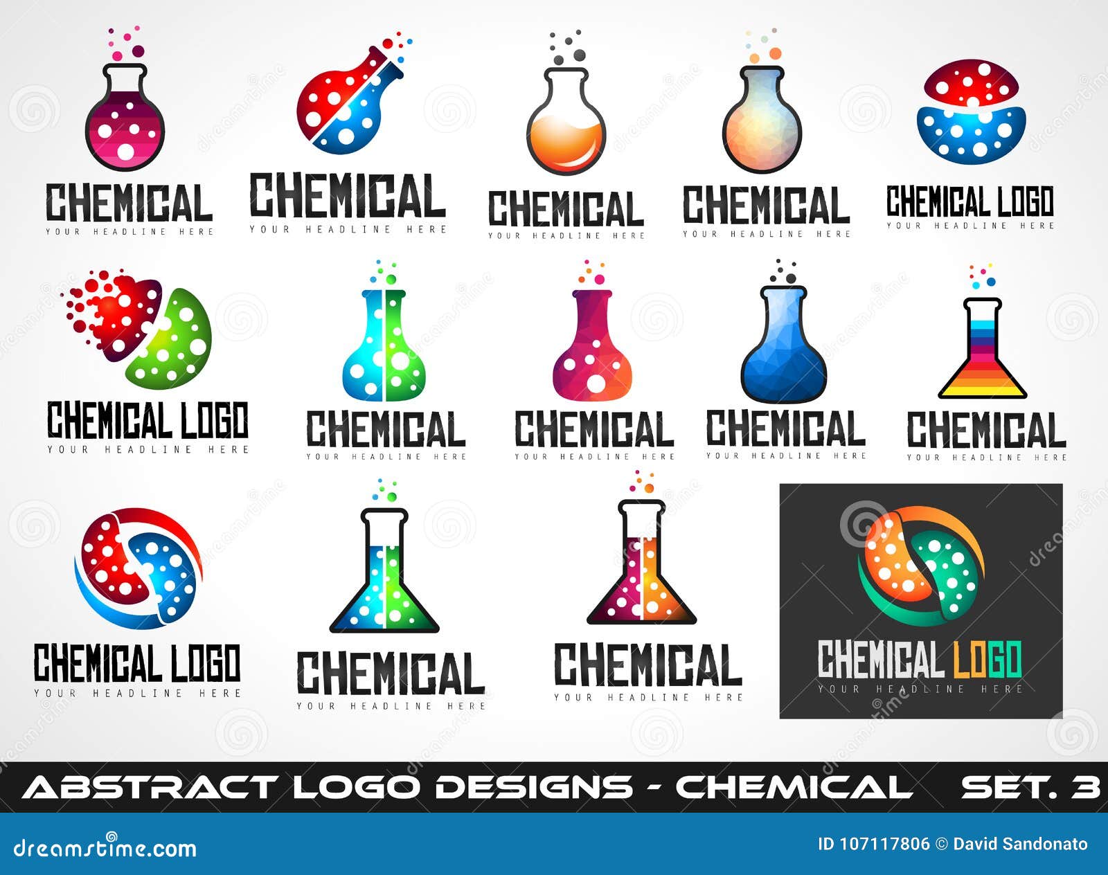Collection of Creative Chemical Colorful Logos Design Stock Vector