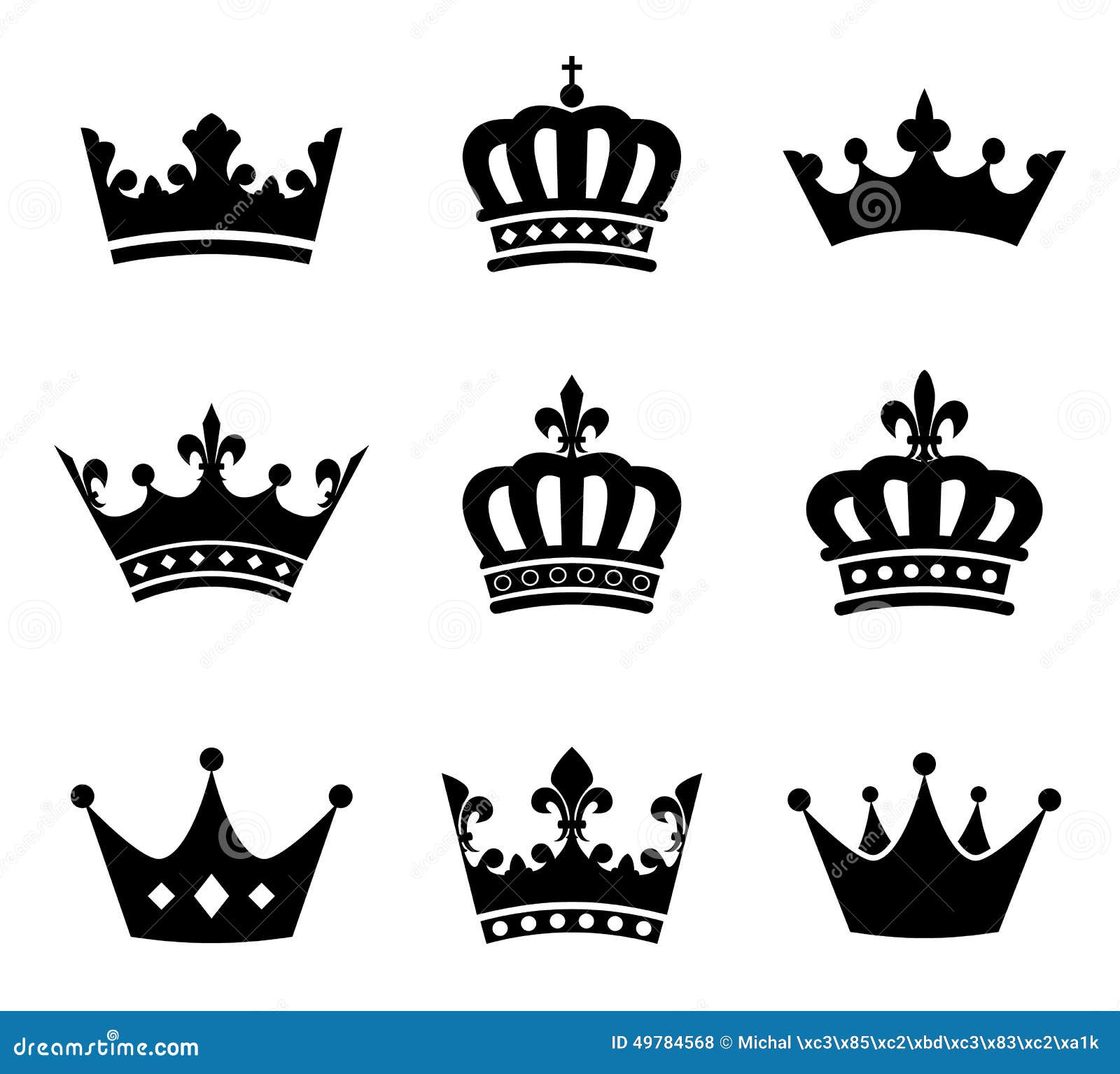 Collection of Crown Silhouette Symbols Stock Vector - Illustration of